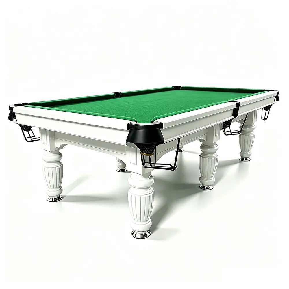 QUESLA 7/8/9FT Slate Pool Table 20mm Slate Solid Timber Adjustable Levellers for Home Club Office - White Frame & Green Felt