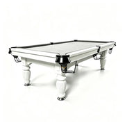 QUESLA 7/8/9FT Slate Pool Table 20mm Slate Solid Timber Adjustable Levellers for Home Club Office - White Frame & Grey Felt