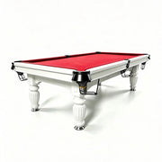 QUESLA 7/8/9FT Slate Pool Table 20mm Slate Solid Timber Adjustable Levellers for Home Club Office - White Frame & Red Felt