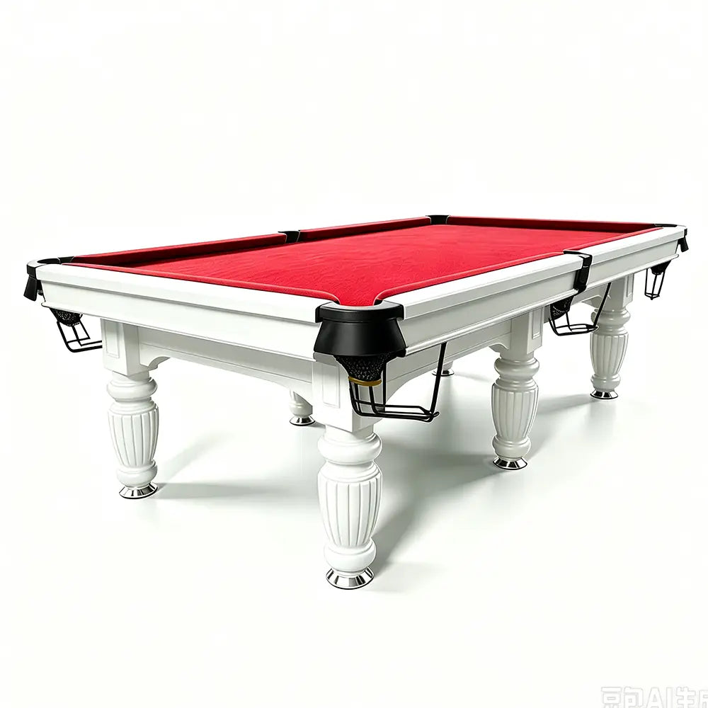 QUESLA 7/8/9FT Slate Pool Table 20mm Slate Solid Timber Adjustable Levellers for Home Club Office - White Frame & Red Felt