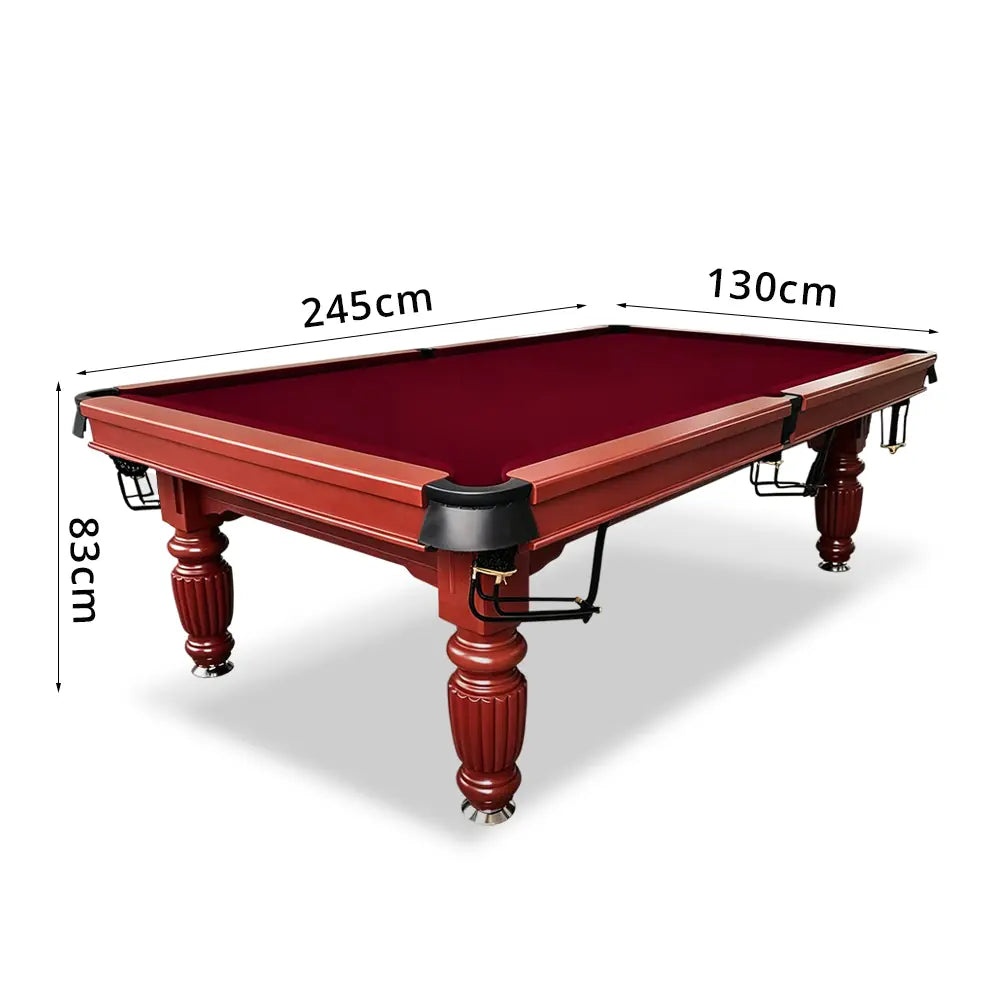 QUESLA 7/8/9FT Slate Pool Table 20mm Slate Solid Timber Adjustable Levellers for Home Club Office - Walnut Frame & Burgundy Felt