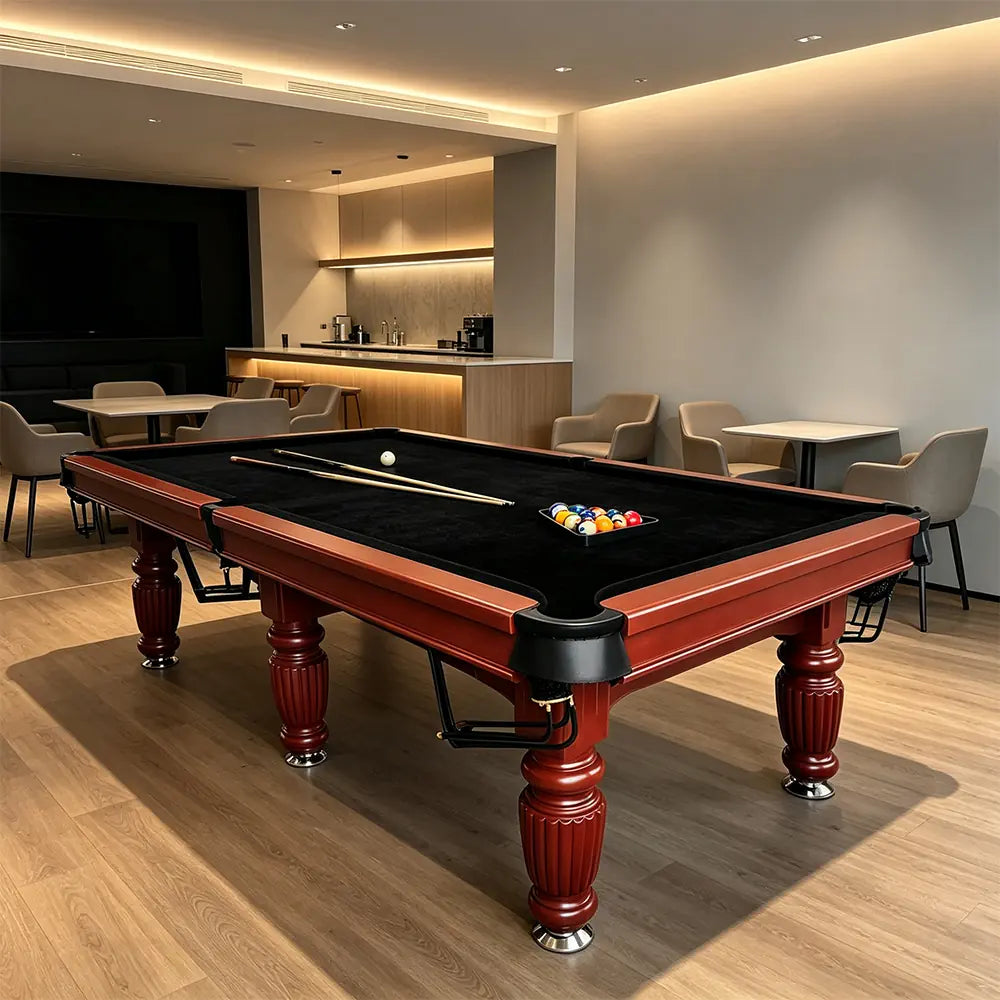 QUESLA 7/8/9FT Slate Pool Table 20mm Slate Solid Timber Adjustable Levellers for Home Club Office - Walnut Frame & Black Felt
