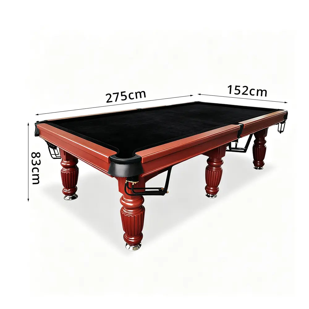 QUESLA 7/8/9FT Slate Pool Table 20mm Slate Solid Timber Adjustable Levellers for Home Club Office - Walnut Frame & Black Felt
