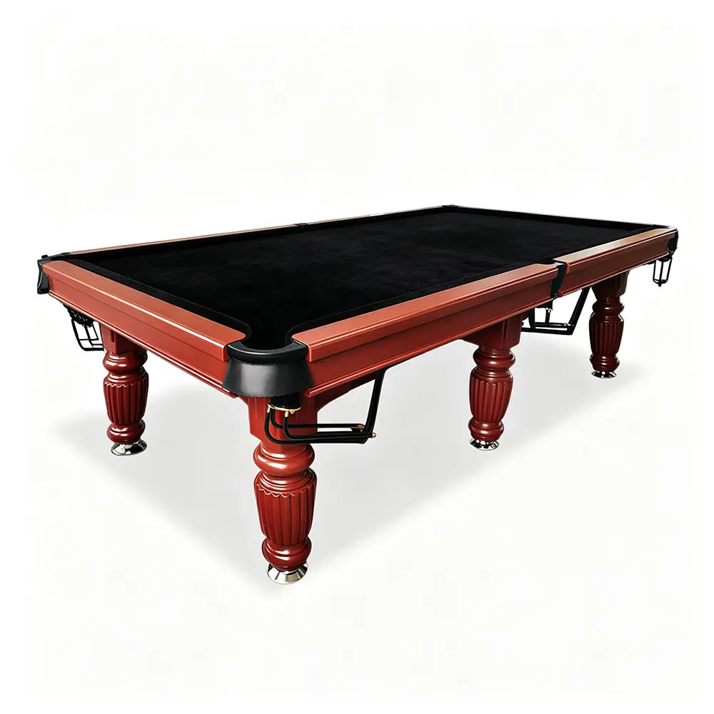 QUESLA 7/8/9FT Slate Pool Table 20mm Slate Solid Timber Adjustable Levellers for Home Club Office - Walnut Frame & Black Felt