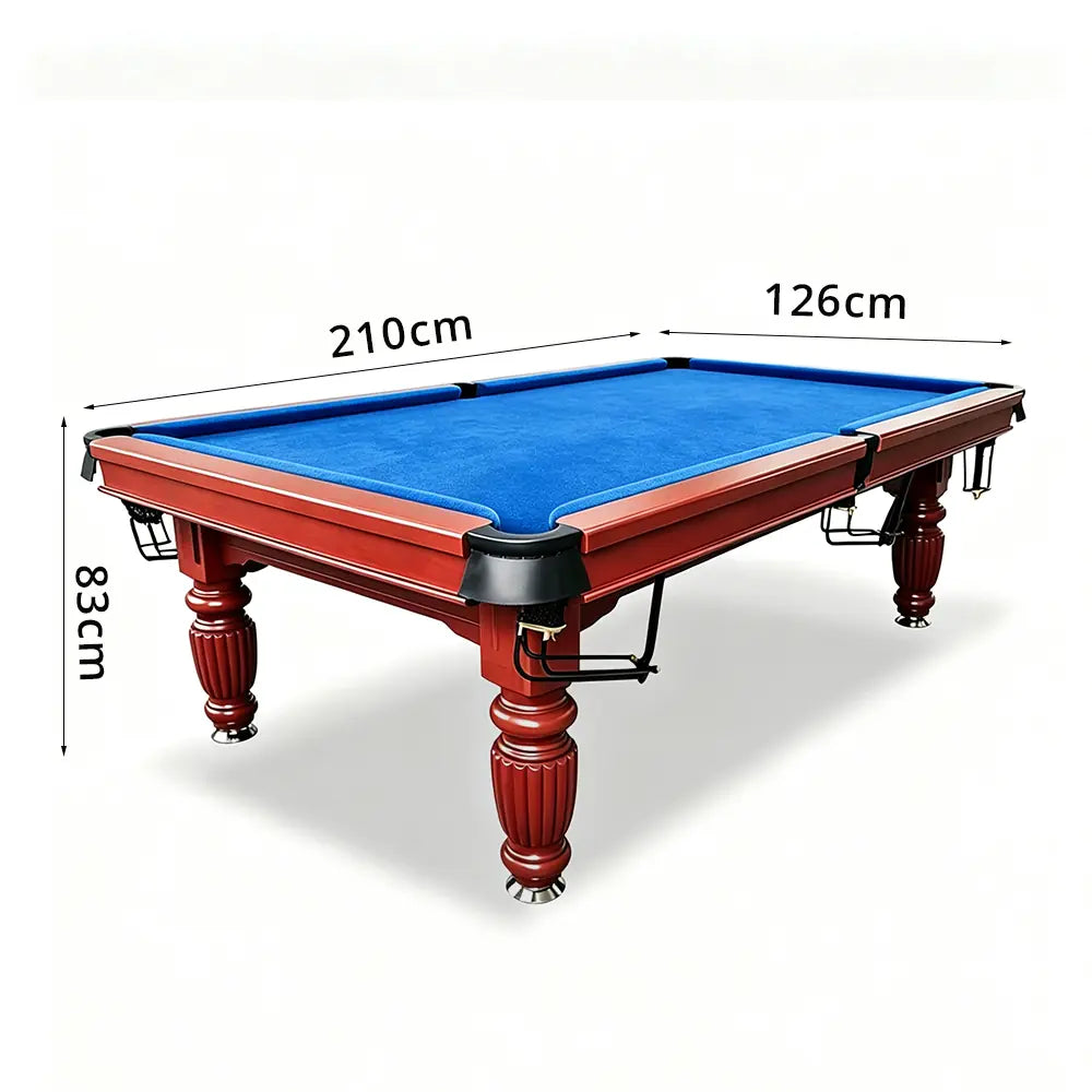 QUESLA 7/8/9FT Slate Pool Table 20mm Slate Solid Timber Adjustable Levellers for Home Club Office - Walnut Frame & Blue Felt