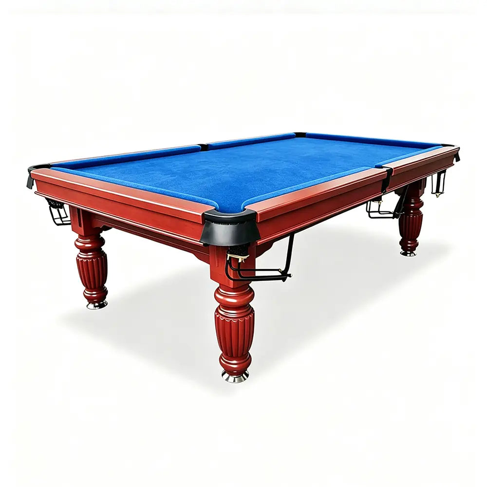 QUESLA 7/8/9FT Slate Pool Table 20mm Slate Solid Timber Adjustable Levellers for Home Club Office - Walnut Frame & Blue Felt