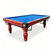 QUESLA 7/8/9FT Slate Pool Table 20mm Slate Solid Timber Adjustable Levellers for Home Club Office - Walnut Frame & Blue Felt