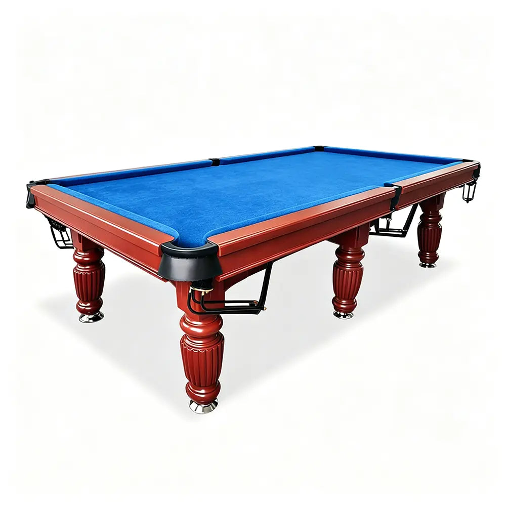QUESLA 7/8/9FT Slate Pool Table 20mm Slate Solid Timber Adjustable Levellers for Home Club Office - Walnut Frame & Blue Felt