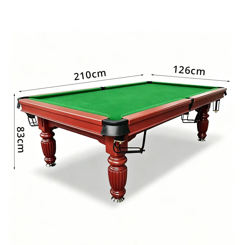 QUESLA 7/8/9FT Slate Pool Table 20mm Slate Solid Timber Adjustable Levellers for Home Club Office - Walnut Frame & Green Felt