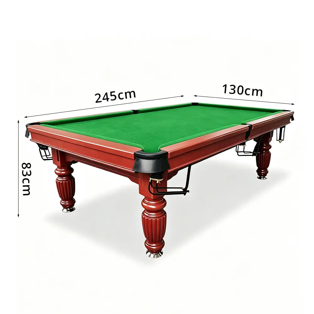QUESLA 7/8/9FT Slate Pool Table 20mm Slate Solid Timber Adjustable Levellers for Home Club Office - Walnut Frame & Green Felt