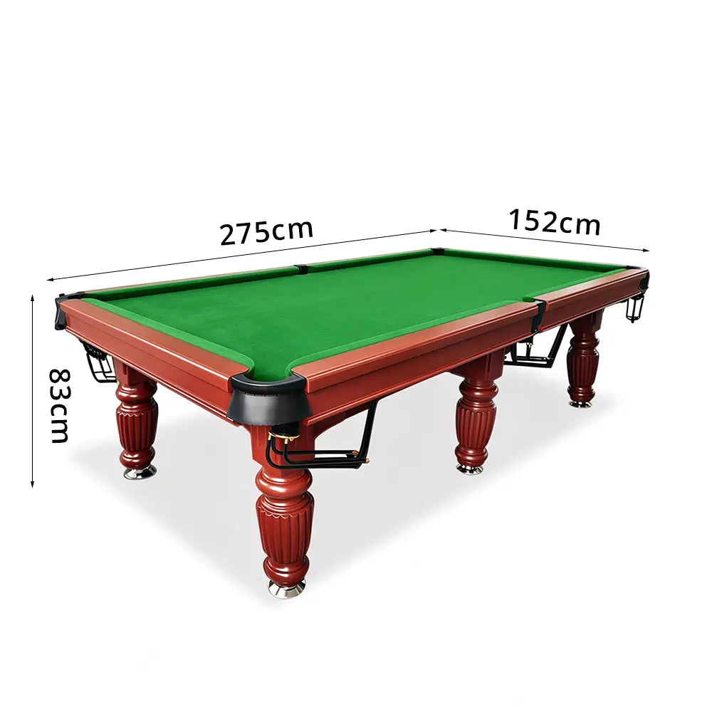 QUESLA 7/8/9FT Slate Pool Table 20mm Slate Solid Timber Adjustable Levellers for Home Club Office - Walnut Frame & Green Felt