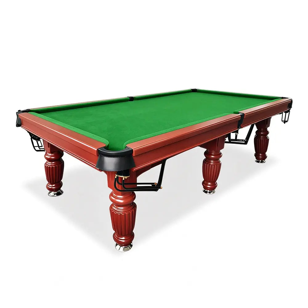 QUESLA 7/8/9FT Slate Pool Table 20mm Slate Solid Timber Adjustable Levellers for Home Club Office - Walnut Frame & Green Felt
