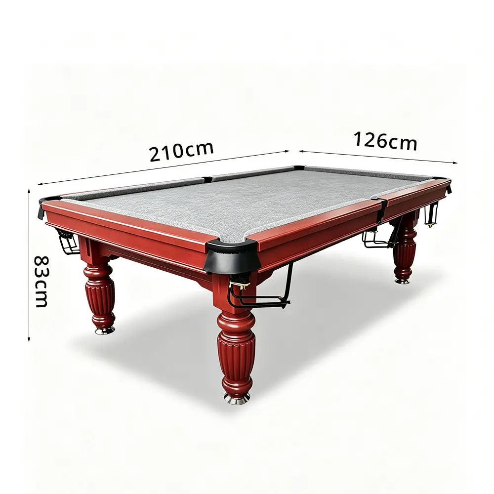 QUESLA 7/8/9FT Slate Pool Table 20mm Slate Solid Timber Adjustable Levellers for Home Club Office - Walnut Frame & Grey Felt