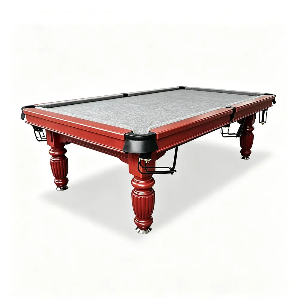 QUESLA 7/8/9FT Slate Pool Table 20mm Slate Solid Timber Adjustable Levellers for Home Club Office - Walnut Frame & Grey Felt