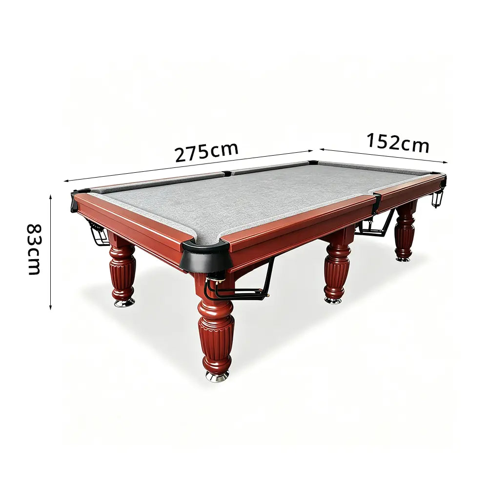 QUESLA 7/8/9FT Slate Pool Table 20mm Slate Solid Timber Adjustable Levellers for Home Club Office - Walnut Frame & Grey Felt