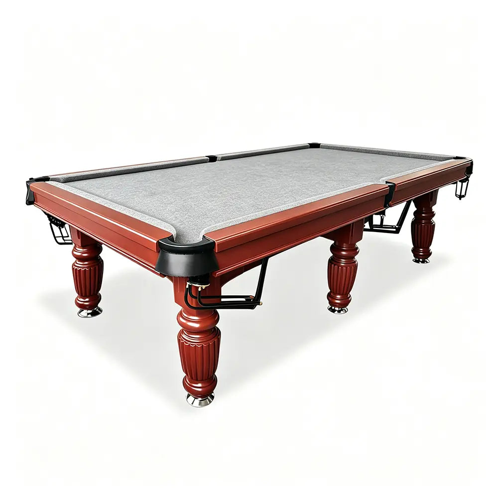 QUESLA 7/8/9FT Slate Pool Table 20mm Slate Solid Timber Adjustable Levellers for Home Club Office - Walnut Frame & Grey Felt
