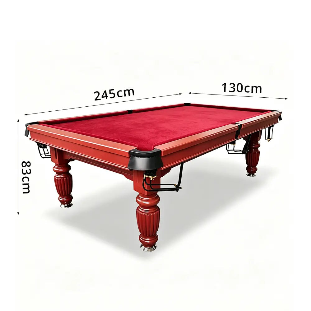 QUESLA 7/8/9FT Slate Pool Table 20mm Slate Solid Timber Adjustable Levellers for Home Club Office - Walnut Frame & Red Felt