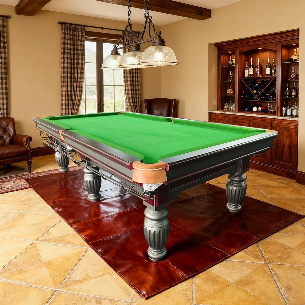 QUESLA 9FT Billiard Table - Solid Oak Frame, Bluestone Slate Surface, Durable Copper Pockets