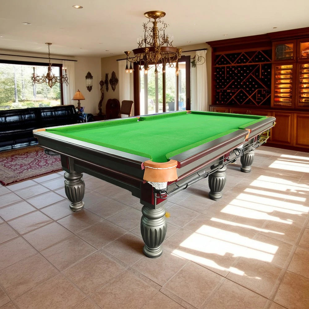 QUESLA 9FT Billiard Table - Solid Oak Frame, Bluestone Slate Surface, Durable Copper Pockets