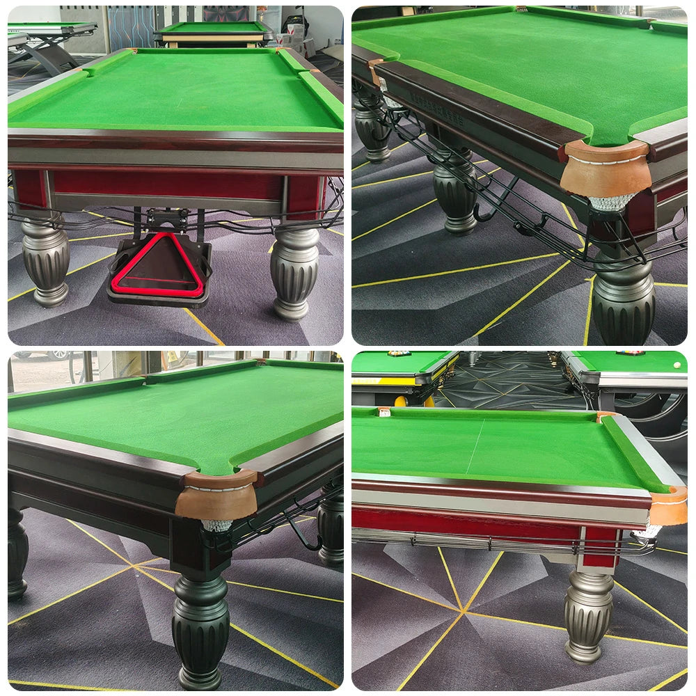 QUESLA 9FT Billiard Table - Solid Oak Frame, Bluestone Slate Surface, Durable Copper Pockets