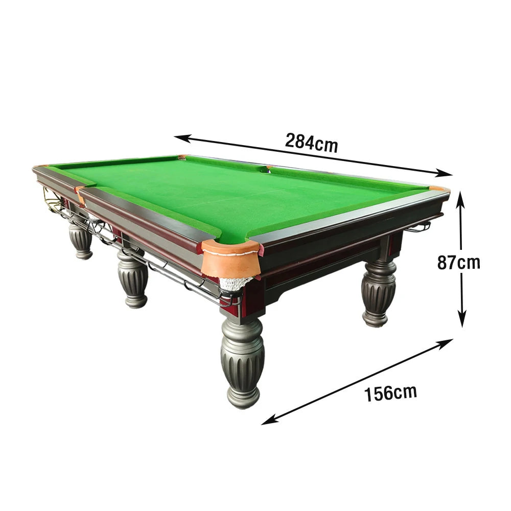 QUESLA 9FT Billiard Table - Solid Oak Frame, Bluestone Slate Surface, Durable Copper Pockets