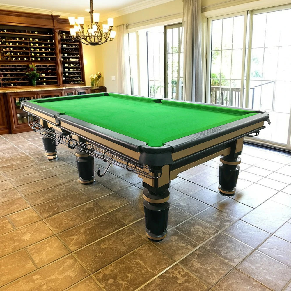 QUESLA 9FT Billiard Table - Solid Oak Frame, Bluestone Slate Surface, Durable Copper Pockets