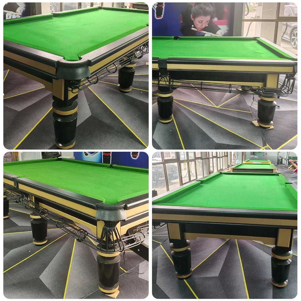 QUESLA 9FT Billiard Table - Solid Oak Frame, Bluestone Slate Surface, Durable Copper Pockets