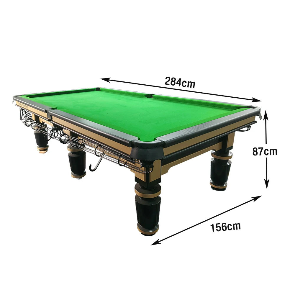 QUESLA 9FT Billiard Table - Solid Oak Frame, Bluestone Slate Surface, Durable Copper Pockets