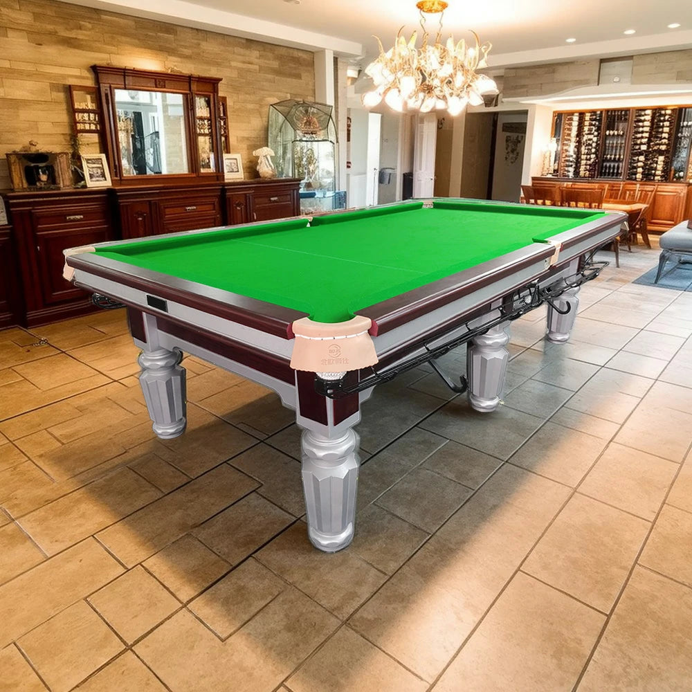 QUESLA 9FT Billiard Table - Nordic Minimalist Design with Silver Accents, Sleek Style, Functional and Decorative