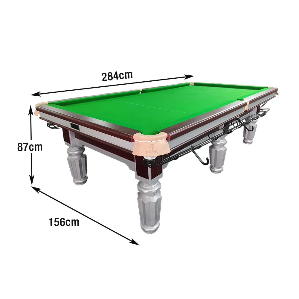QUESLA 9FT Billiard Table - Nordic Minimalist Design with Silver Accents, Sleek Style, Functional and Decorative
