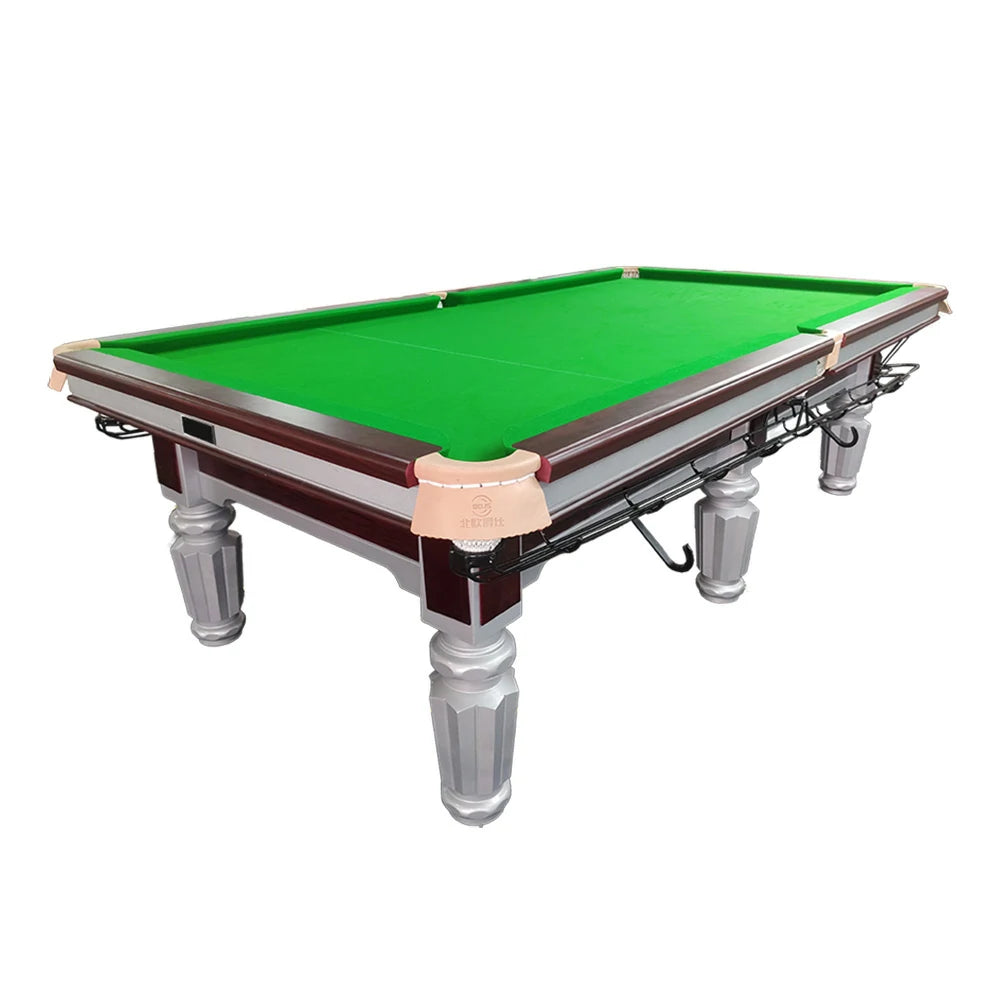 QUESLA 9FT Billiard Table - Nordic Minimalist Design with Silver Accents, Sleek Style, Functional and Decorative