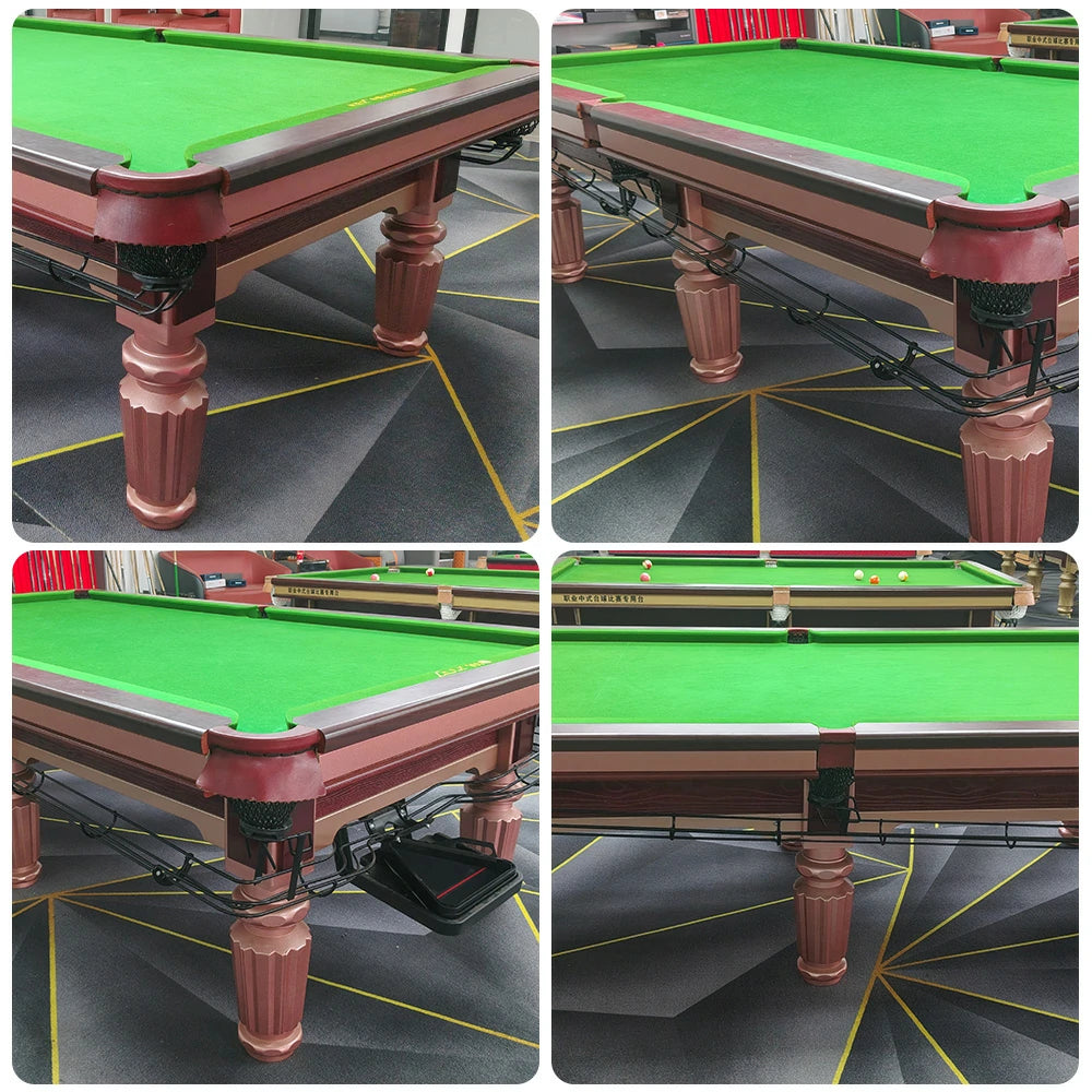 QUESLA 9FT Billiard Table - Nordic Design, Reddish-Brown Frame, Sleek Style, Functional and Decorative