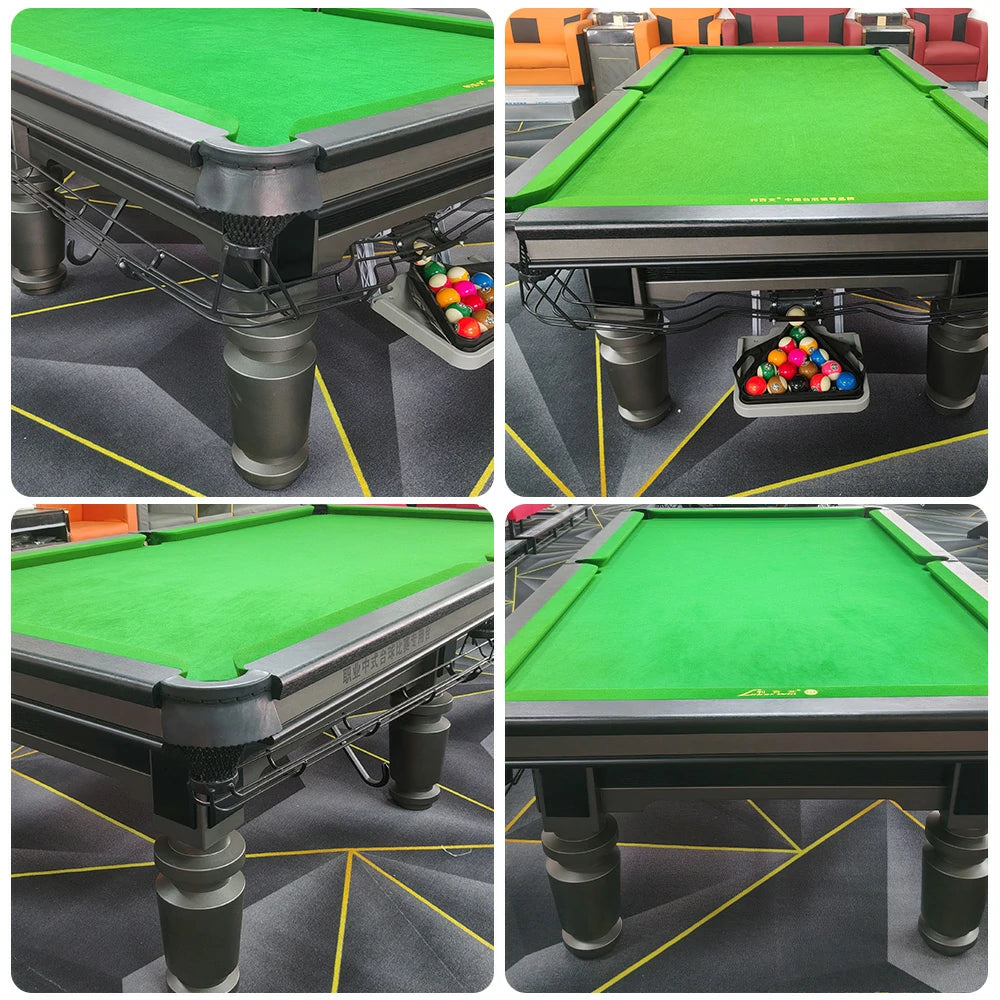 QUESLA 9FT Billiard Table - Solid Oak Frame, Copper Pockets, Bluestone Slate Surface, Durable Precision Play - Grey