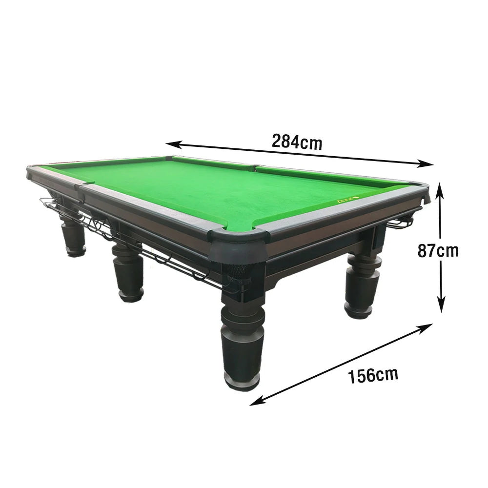 QUESLA 9FT Billiard Table - Solid Oak Frame, Copper Pockets, Bluestone Slate Surface, Durable Precision Play - Grey