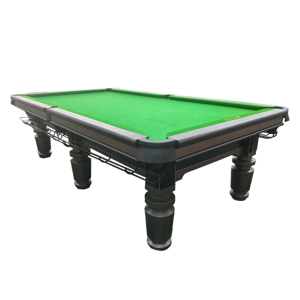 QUESLA 9FT Billiard Table - Solid Oak Frame, Copper Pockets, Bluestone Slate Surface, Durable Precision Play - Grey