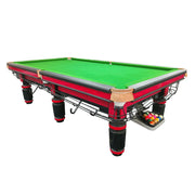 QUESLA 9FT Billiard Table - Solid Oak Frame, Copper Pockets, Bluestone Slate Surface, Durable Precision Play - Red