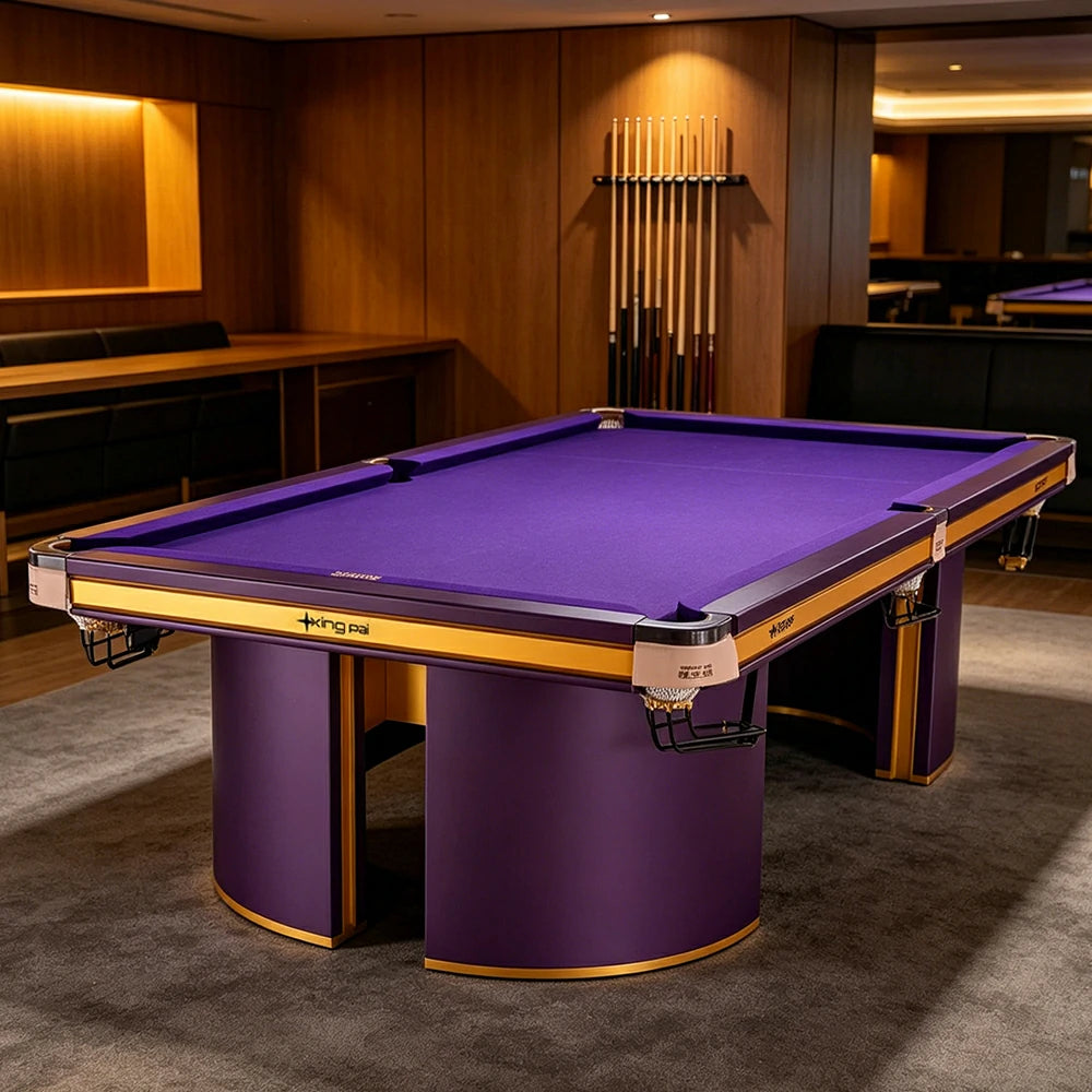XINGPAI Professional Billiard Table 50mm Slate 18-Point Steel Frame Tournament Size Premium Home Game Room - Purple