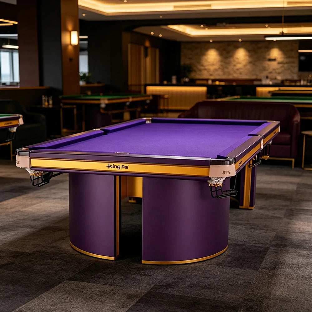 XINGPAI Professional Billiard Table 50mm Slate 18-Point Steel Frame Tournament Size Premium Home Game Room - Purple