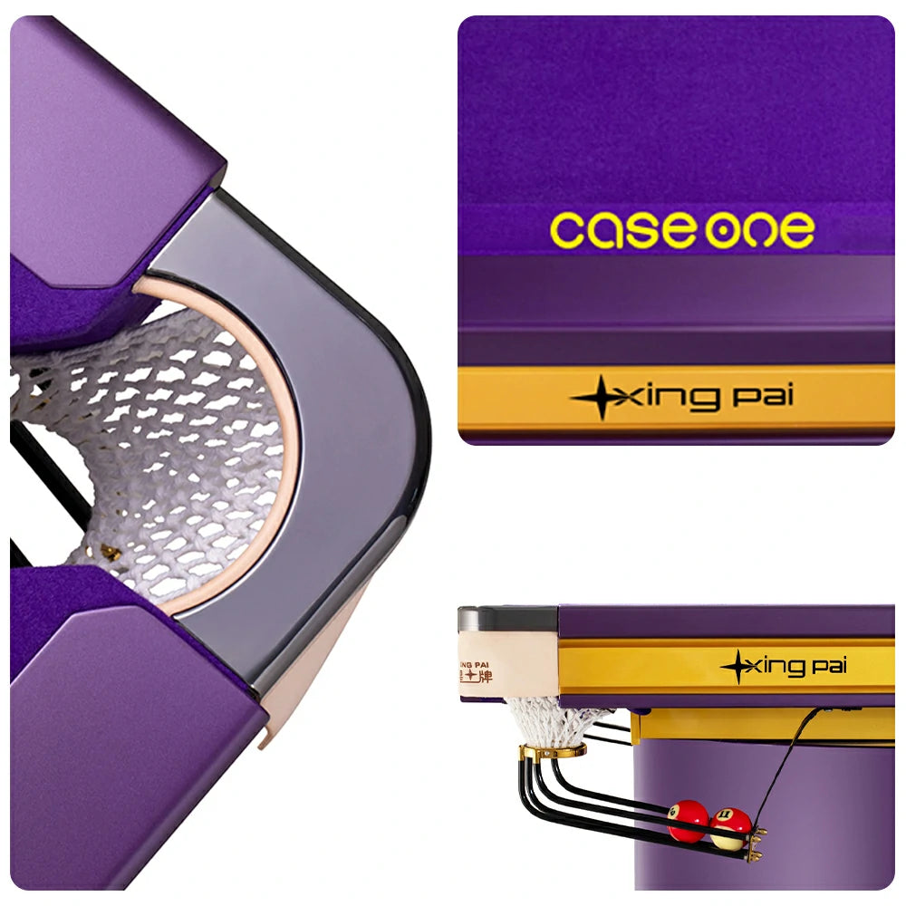 XINGPAI Professional Billiard Table 50mm Slate 18-Point Steel Frame Tournament Size Premium Home Game Room - Purple