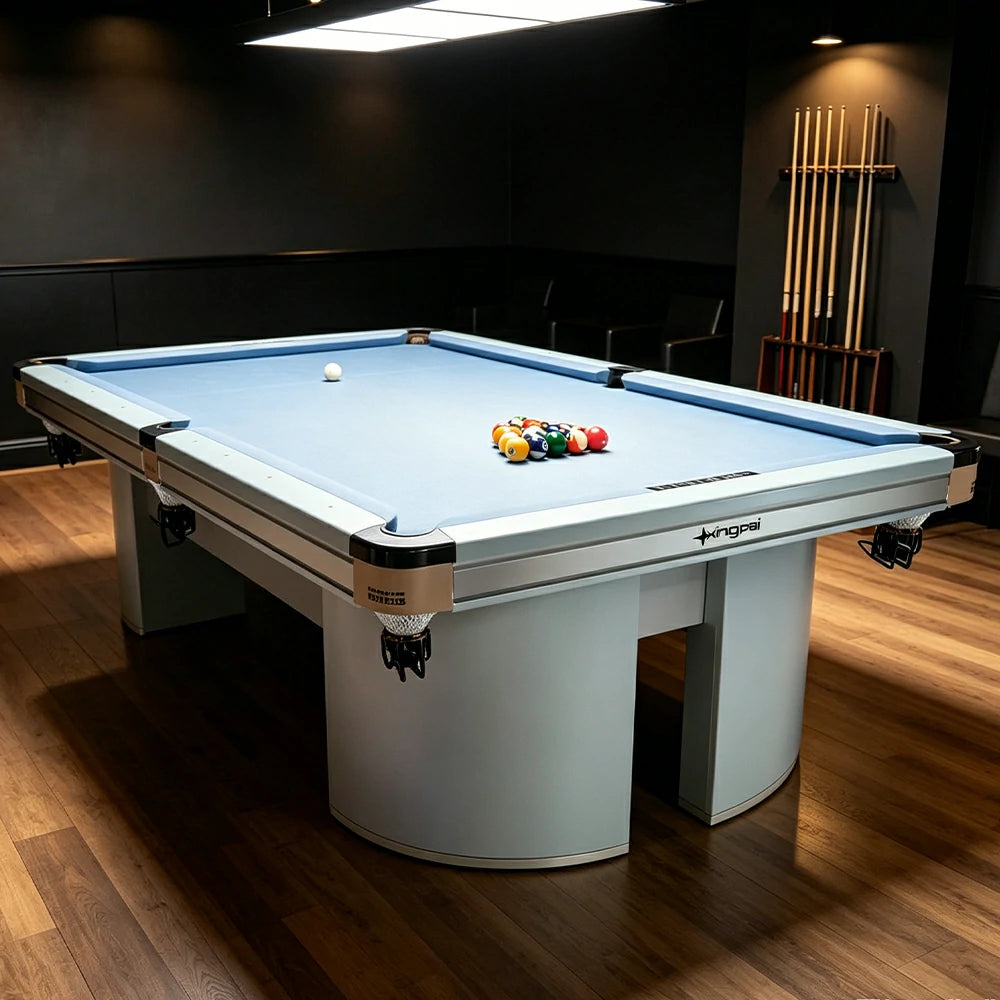 XINGPAI Professional Billiard Table 50mm Slate 18-Point Steel Frame Tournament Size Premium Home Game Room - Blue