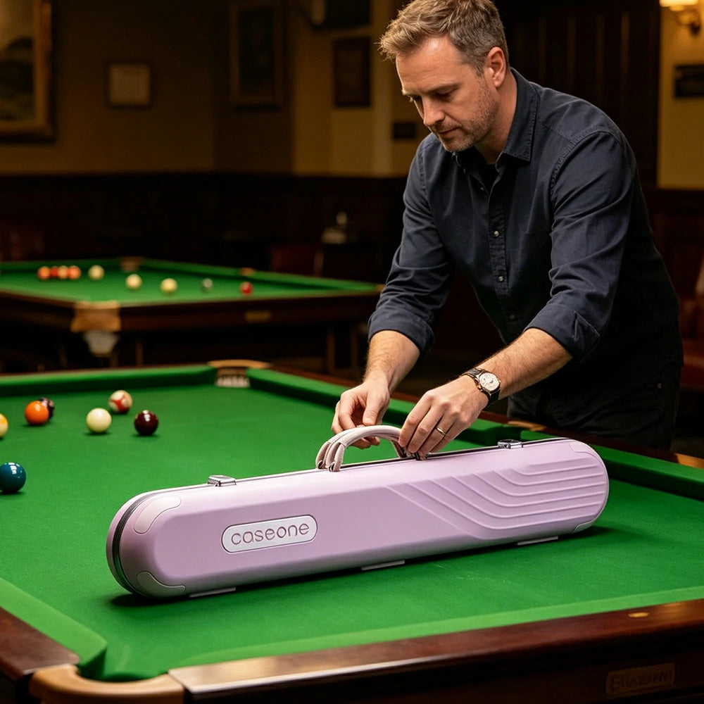 QUESLA Billiard Cue Case 3 Butts 4 Shafts EVA Hard Shell Waterproof Portable Storage 83.5cm Home Club Travel Use - Pink