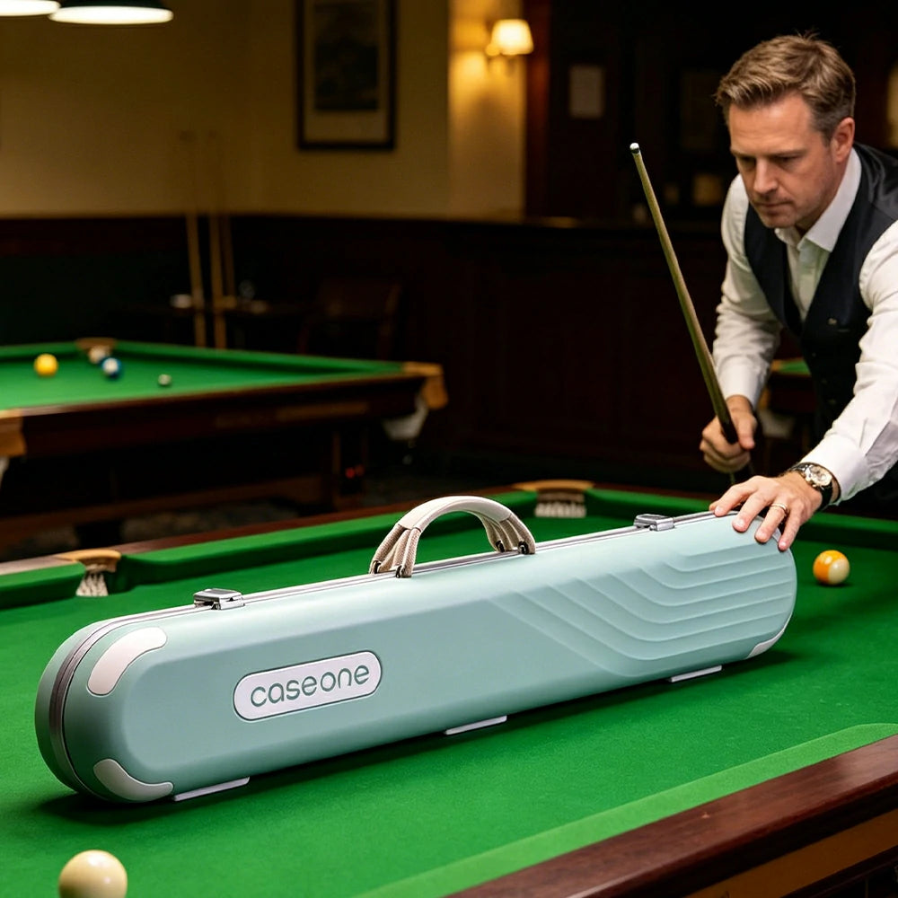 QUESLA Billiard Cue Case 3 Butts 4 Shafts EVA Hard Shell Waterproof Portable Storage 83.5cm Home Club Travel Use - Blue