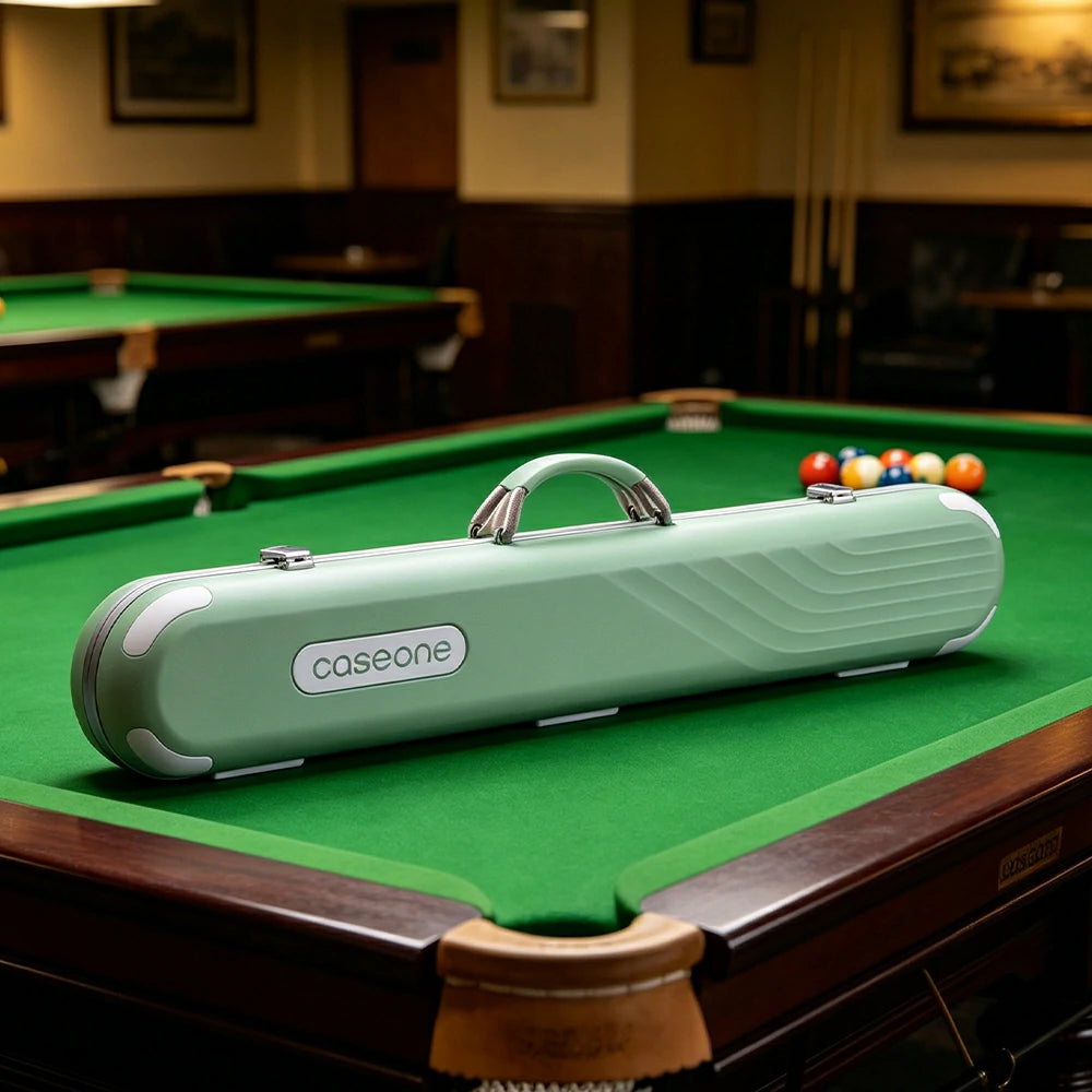 QUESLA Billiard Cue Case 3 Butts 4 Shafts EVA Hard Shell Waterproof Portable Storage 83.5cm Home Club Travel Use - Green