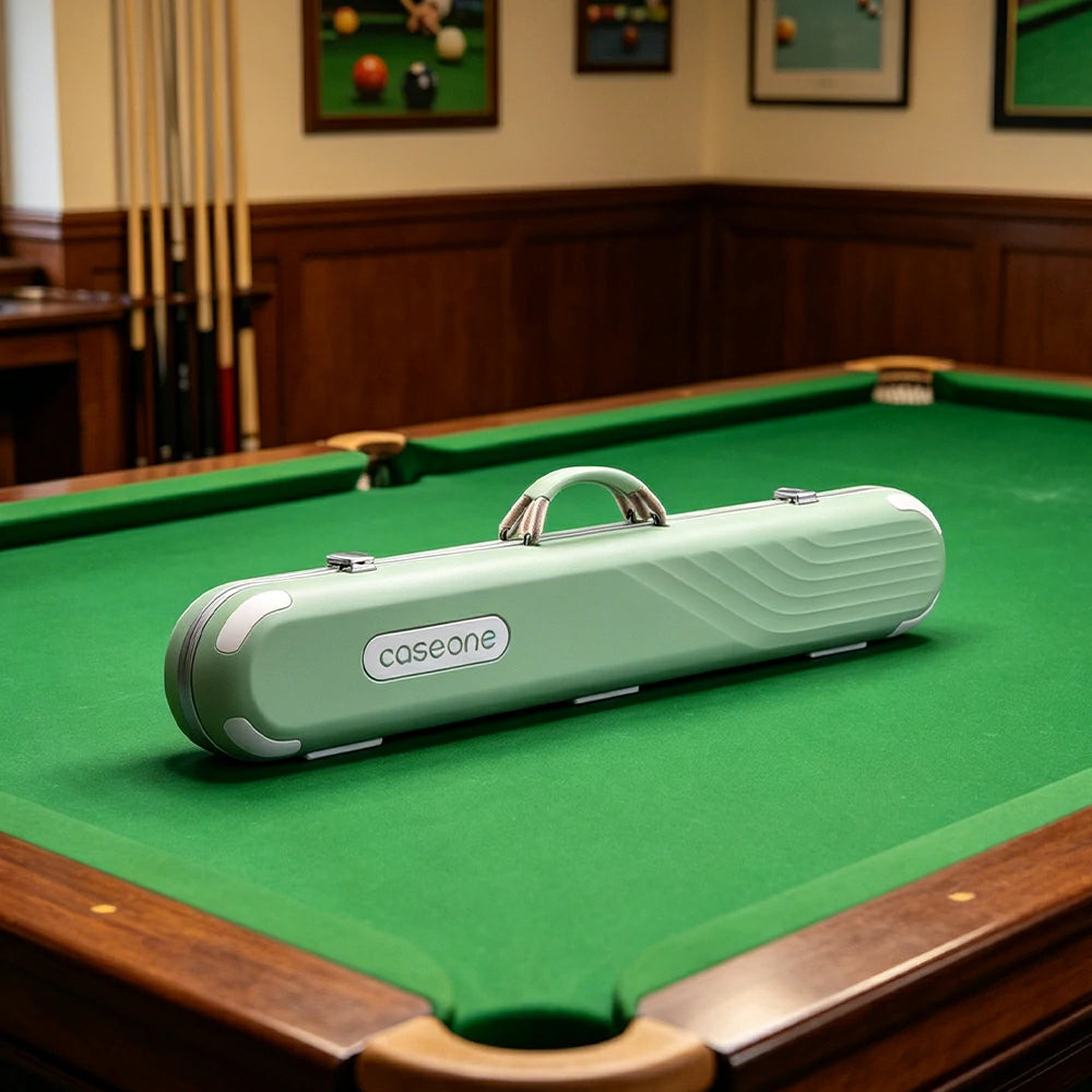 QUESLA Billiard Cue Case 3 Butts 4 Shafts EVA Hard Shell Waterproof Portable Storage 83.5cm Home Club Travel Use - Green