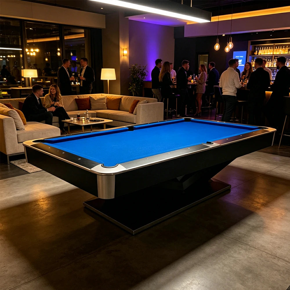 QUESLA 7/8/9FT 25mm Slate Billiard Table Solid Wood Support Beam Dual Levelling Game Room Black Blue