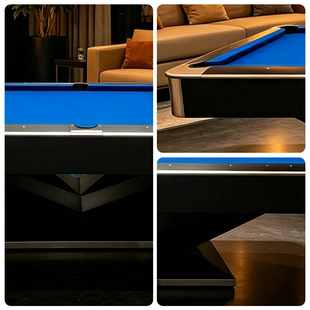 QUESLA 7/8/9FT 25mm Slate Billiard Table Solid Wood Support Beam Dual Levelling Game Room Black Blue