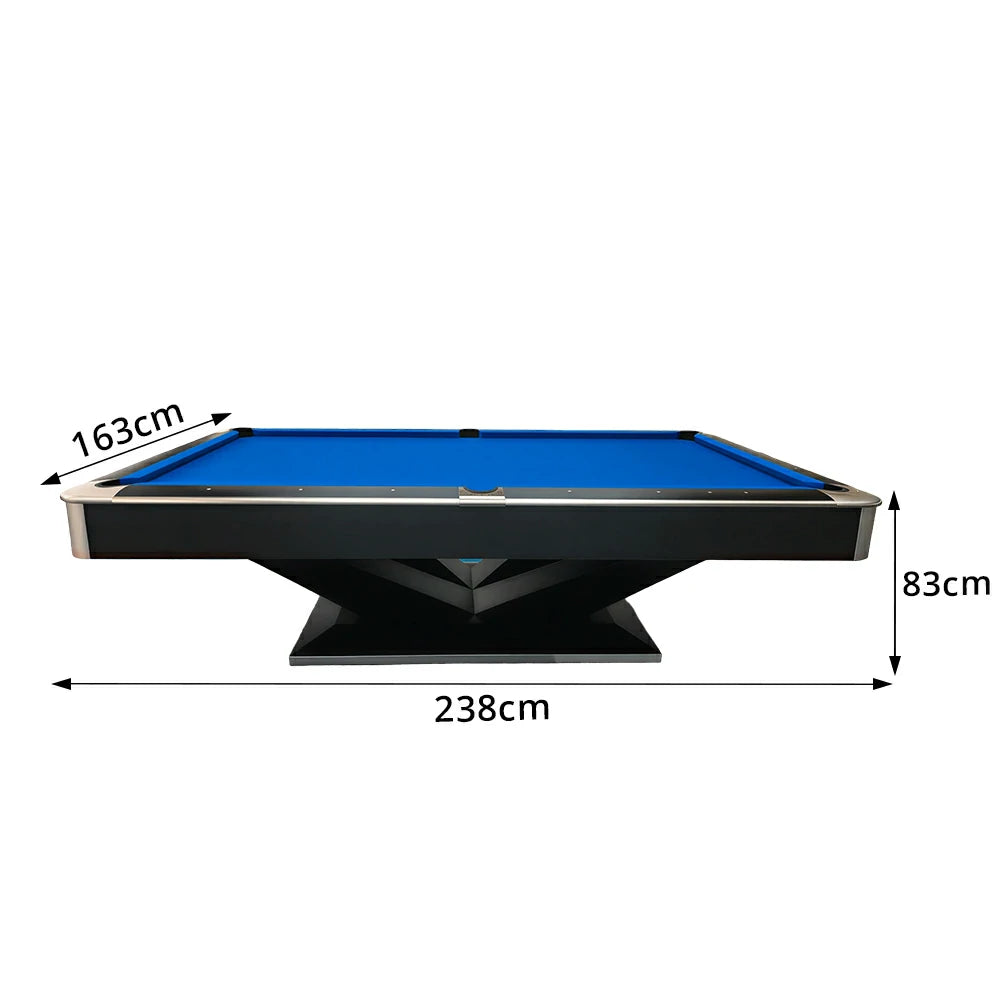 QUESLA 7/8/9FT 25mm Slate Billiard Table Solid Wood Support Beam Dual Levelling Game Room Black Blue