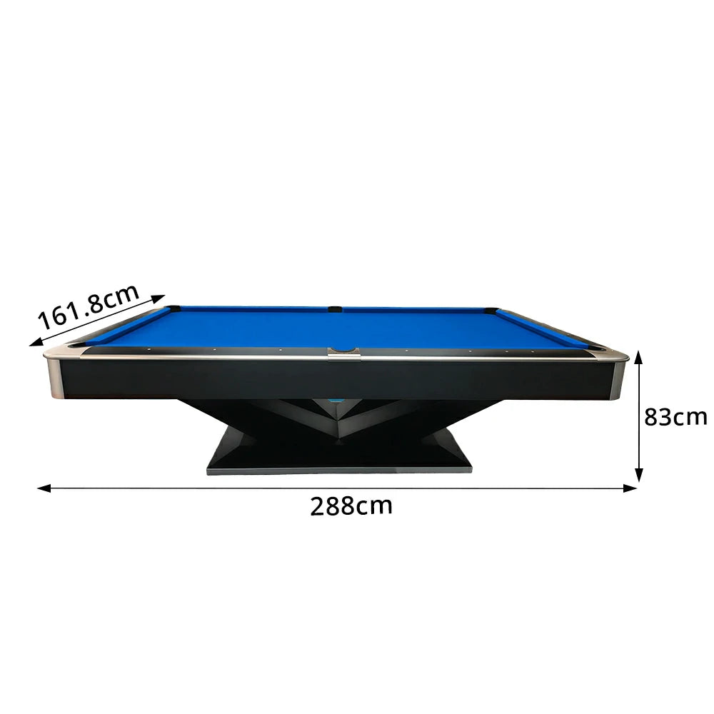 QUESLA 7/8/9FT 25mm Slate Billiard Table Solid Wood Support Beam Dual Levelling Game Room Black Blue