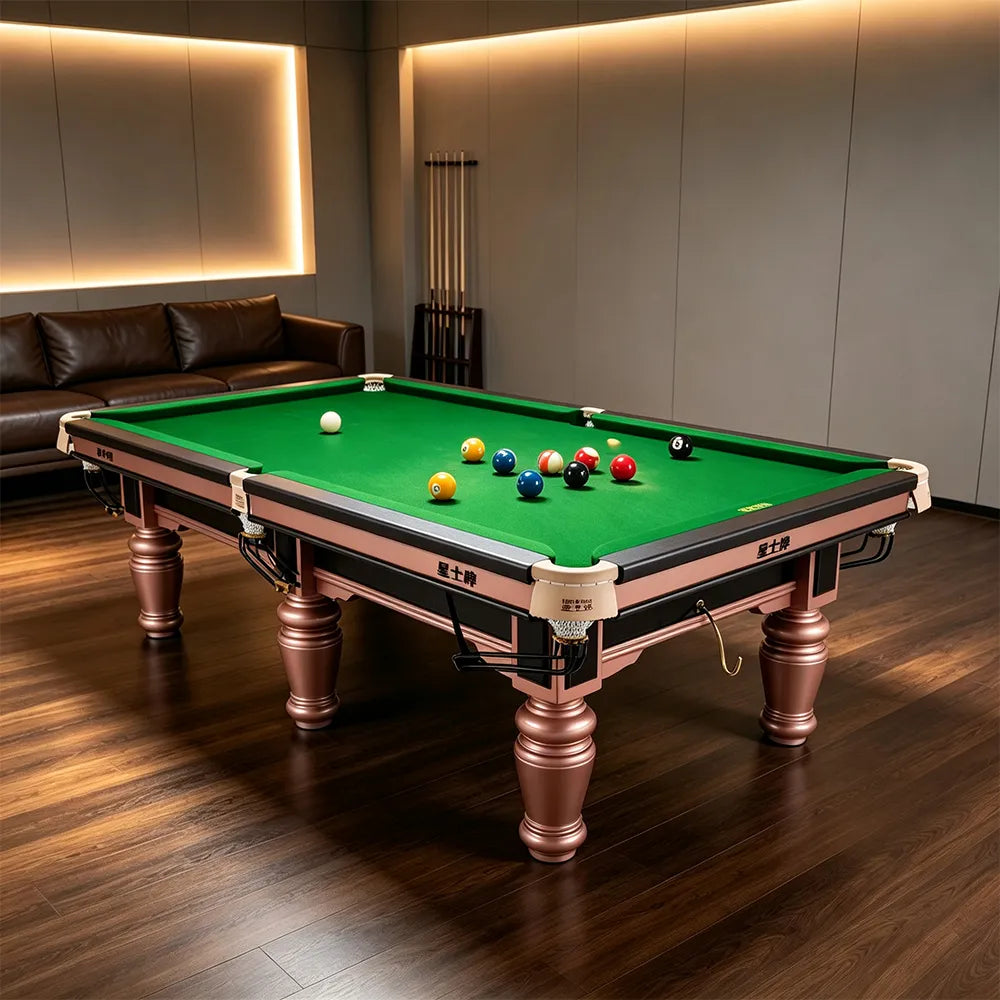 XINGPAI C17 9FT Professional Billiard Table - 50mm Slate 18-Point Steel Frame Tournament Style Pool Table for Home Game Room - Pink