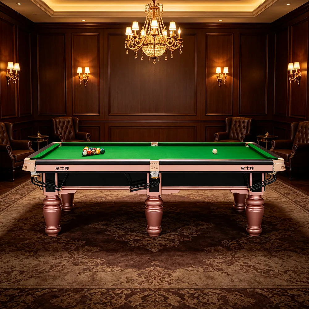 XINGPAI C17 9FT Professional Billiard Table - 50mm Slate 18-Point Steel Frame Tournament Style Pool Table for Home Game Room - Pink